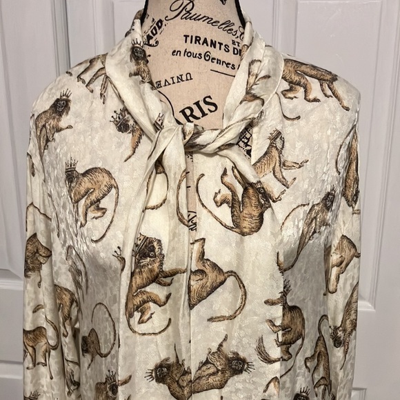 H&M Monkey print bow long sleeve shift dress - Picture 2 of 5